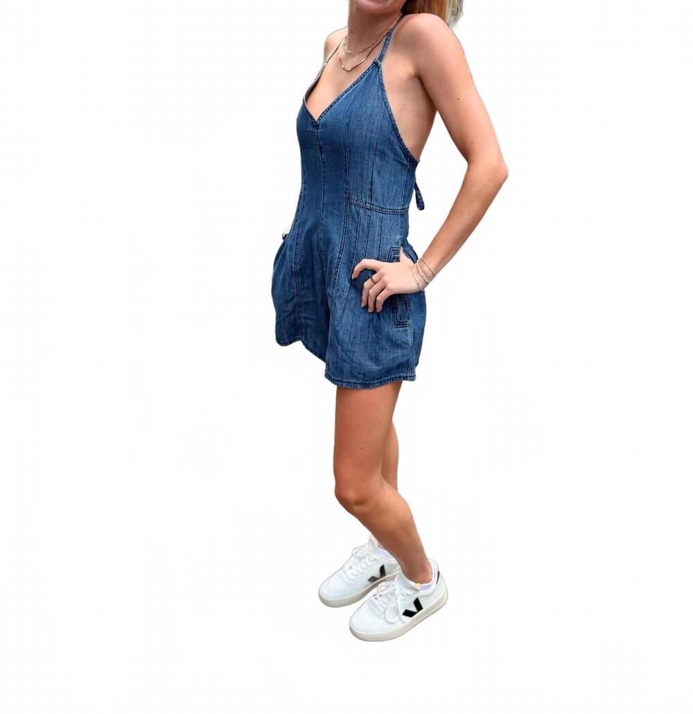 NEW MIOU MUSE women's denim romper in navy